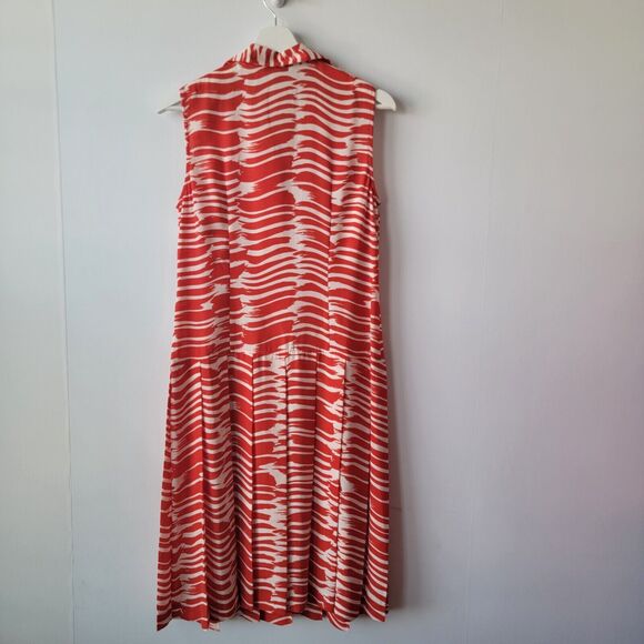 Cabi womens  Brushstroke Tank Sleeveless Dress size S Red/White Pleated Skirt - Picture 2 of 7